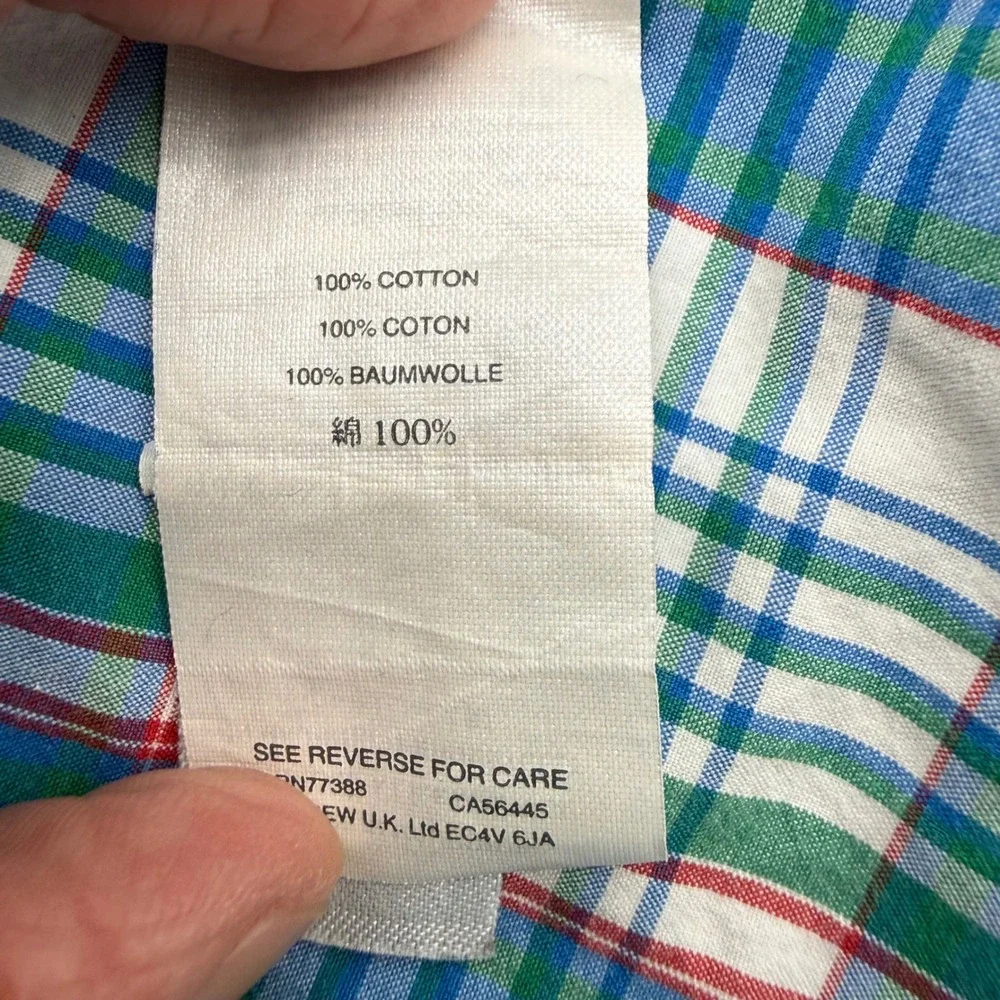 J.Crew Button Down Mens Small Blue Green Plaid Classic Fit Cotton Shirt Casual